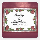 Red Rosesフレームイメージ(ライトレッドクラウド結婚付き) スクエアシール (正面)