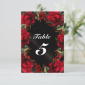 RED Rosesフローラ結婚のテーブル番号カード 招待状 (スタンド正面)