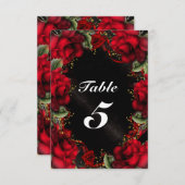 RED Rosesフローラ結婚のテーブル番号カード 招待状 (正面/裏面)
