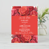 Red Roses日付を保存 招待状 (スタンド正面)