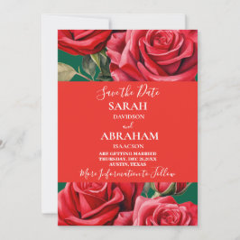 Red Roses日付を保存 招待状
