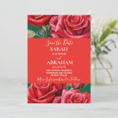 Red Roses日付を保存 招待状 (スタンド正面)