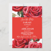 Red Roses日付を保存 招待状 (正面)