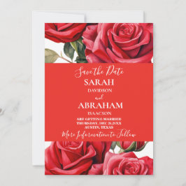 Red Roses日付を保存 招待状