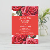 Red Roses日付を保存 招待状 (スタンド正面)