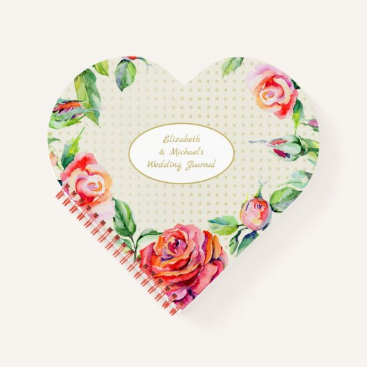 Red Roses金ゴールド結婚のブライダルシャワー作成 ノートブック (正面)