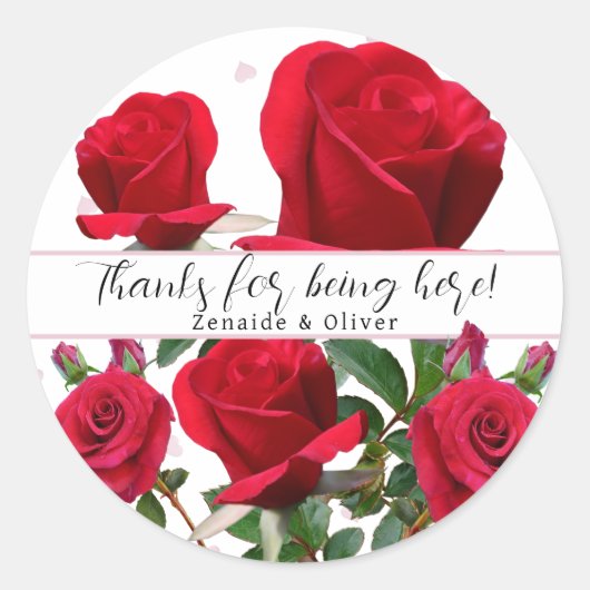 Red Roses 結婚's Thank Guesters Favy Stickers ラウンドシール (正面)
