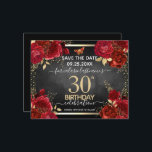 Red Roses 30th Birthday Save the Date Budget<br><div class="desc">赤いバラ、フェイク金ゴールドホイル葉ス、小さな赤と金ゴールド蝶。エレガントフローラデザイン任意の年の誕生祝い。テンプレートでパーソナライズする簡単。ゴージャスな日付の誕生日テンプレートデザイン。予算手頃紙オシンプルプション</div>
