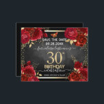 Red Roses 30th Birthday Save the Date Budget<br><div class="desc">赤いバラ、フェイク金ゴールドホイル葉ス、小さな赤と金ゴールド蝶。エレガントフローラデザイン任意の年の誕生祝い。テンプレートでパーソナライズする簡単。ゴージャスな日付の誕生日テンプレートデザイン。予算手頃紙オシンプルプション</div>