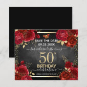 Red Roses 50th誕生日Save the Date Budget (正面/裏面)