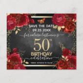Red Roses 50th誕生日Save the Date Budget (正面)