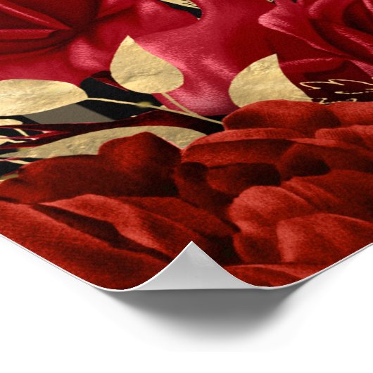 Red roses 50th birthday Large Format  ポスター (角)