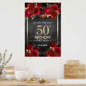 Red roses 50th birthday Large Format  ポスター (キッチン)