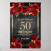 Red roses 50th birthday Large Format  ポスター (正面)