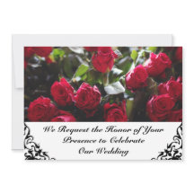 Red Roses 5" X 7"招待状カード