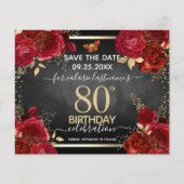 Red Roses 80th誕生日Save the Date Budget (正面)