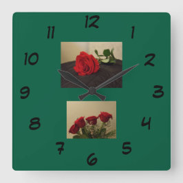 Red Roses Acrylic Wall Clock スクエア壁時計