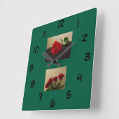 Red Roses Acrylic Wall Clock スクエア壁時計 (傾斜)