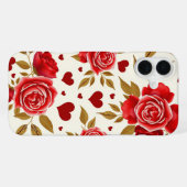 Red Roses and Gold Leaves iPhoneケース (裏面横)