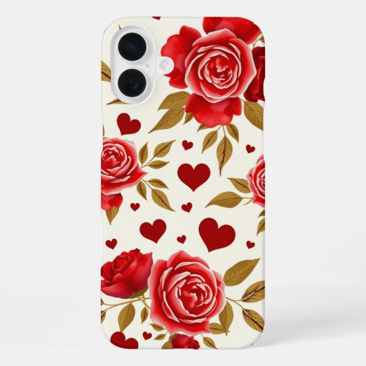 Red Roses and Gold Leaves iPhoneケース (裏面)