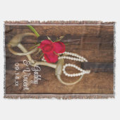Red Roses and Horse Bit Country Western Wedding スローブランケット (正面)