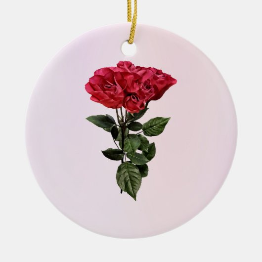Red Roses and Leaves セラミックオーナメント (正面)