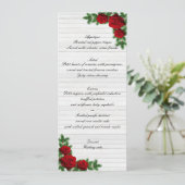 Red Roses And Pine Branch Christmas Wedding Menu メニュー (スタンド正面)