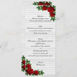 Red Roses And Pine Branch Christmas Wedding Menu メニュー