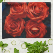 Red Roses Art Kitchen Towel キッチンタオル (折り畳み)