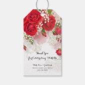Red Roses & Babys Breath Elegant Floral Wedding  ギフトタグ (正面)