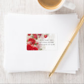 Red Roses & Babys Breath Elegant Floral Wedding  ラベル (インサイチュ)