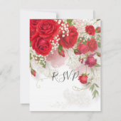 Red Roses & Babys Breath Elegant Floral Wedding  招待状 (裏面)