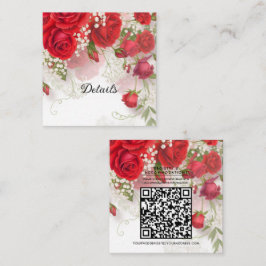 Red Roses & Babys Breath Floral Wedding Details スクエア名刺