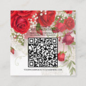 Red Roses & Babys Breath Floral Wedding Details スクエア名刺 (裏面)