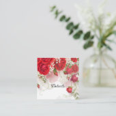 Red Roses & Babys Breath Floral Wedding Details スクエア名刺 (スタンド正面)