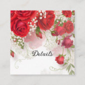 Red Roses & Babys Breath Floral Wedding Details スクエア名刺 (正面)