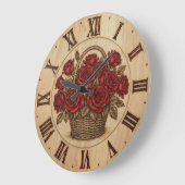 Red Roses Basket Wall Clock ラージ壁時計 (傾斜)