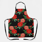 Red roses, black background, エプロン (正面)