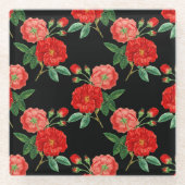 Red Roses, Black Background, ガラスコースター (正面)
