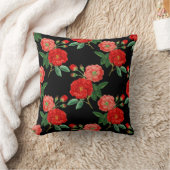 Red Roses, Black Background, クッション (ブランケット)