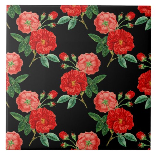 Red Roses, Black Background, タイル (正面)