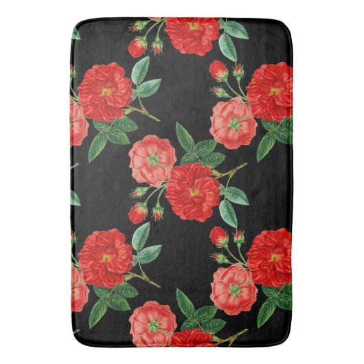 Red Roses, Black Background, バスマット (正面縦)