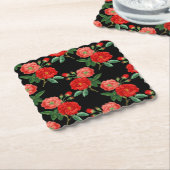 Red Roses, Black Background, ペーパーコースター (アングル)