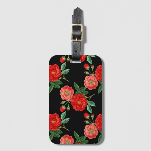 Red Roses, Black Background, ラゲッジタグ (正面縦)