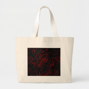 Red Roses Black Background ラージトートバッグ