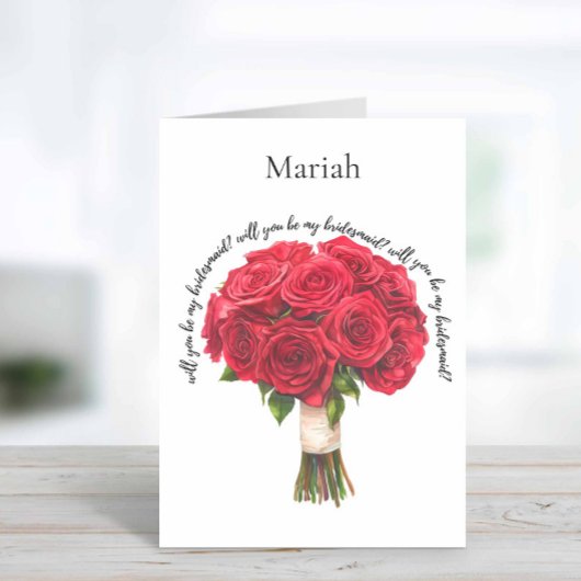 Red Roses Bouquet Bridesmaid提案 カード