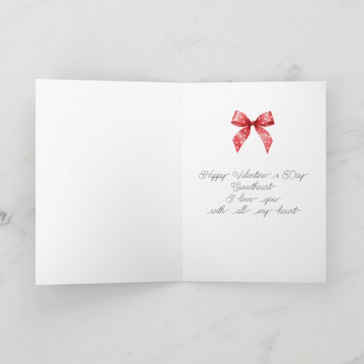 Red Roses Bouquet Valentine's Day カード (内部)