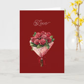 Red Roses Bouquet Valentine's Day カード (黄色い花)