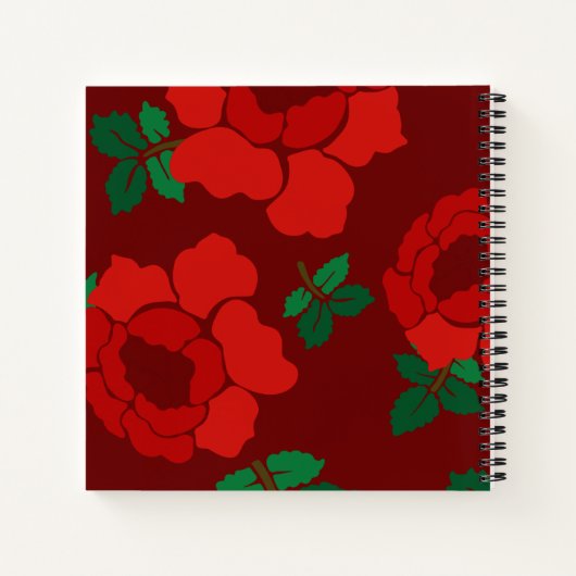 Red Roses Custom Title Spiral Bound ノートブック (裏面)