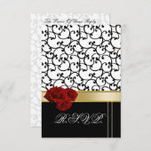 red roses damask rsvpカード標準3.5 x 5 出欠カード (正面/裏面)
